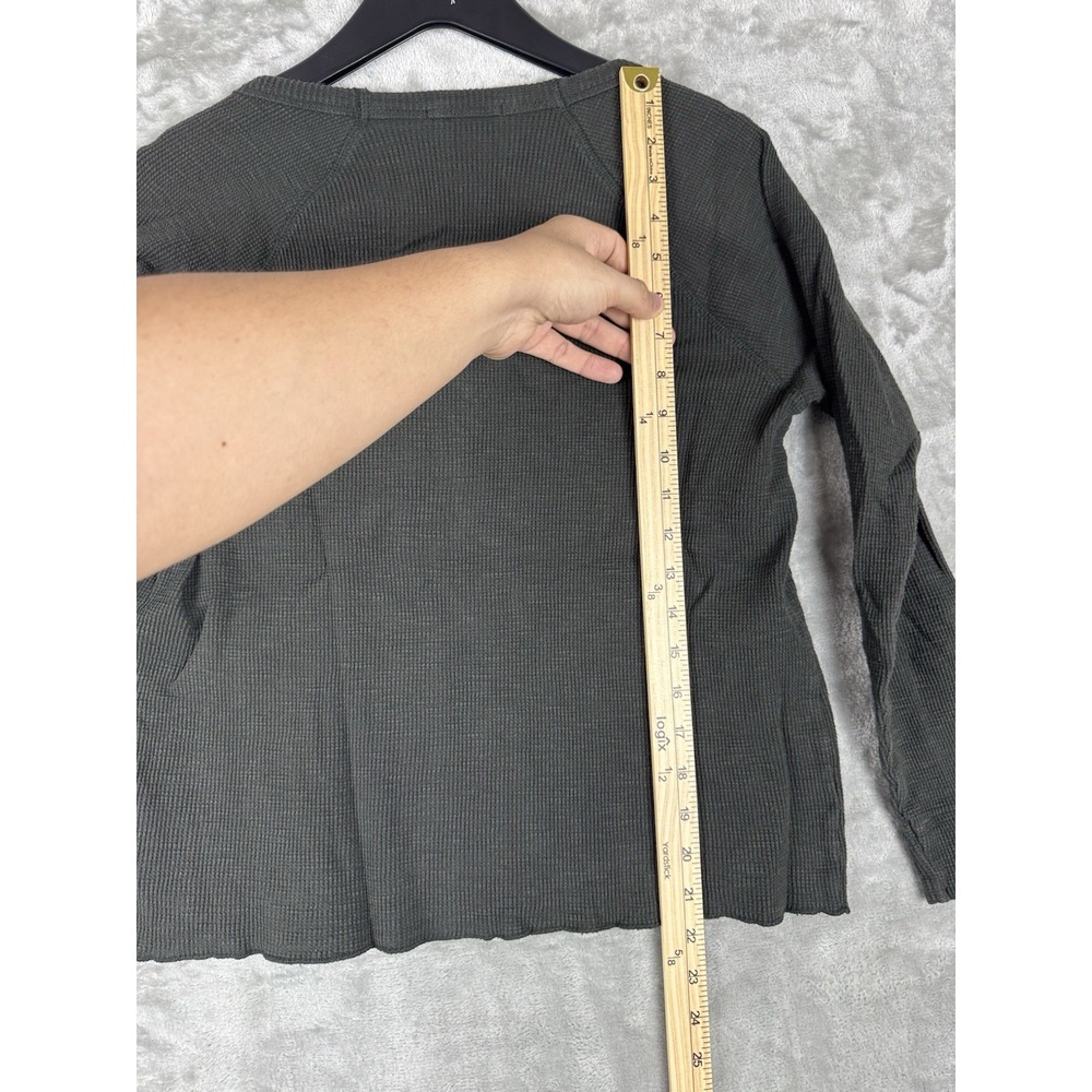 James Perse Standard Top Waffle Knit Black Thermal Long Sleeve Women's Size 2 - Picture 8 of 9